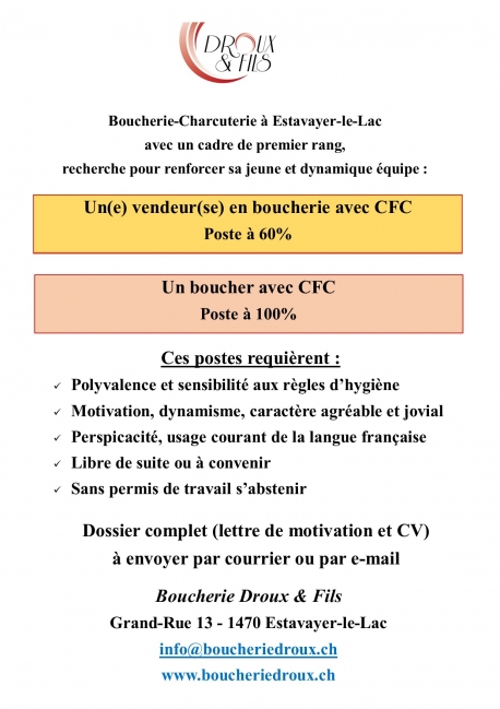 Lettre De Motivation Suisse Boucher